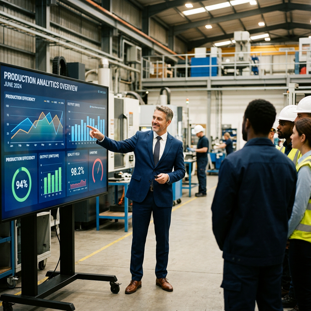 Dariusz Gomółka prezentujący analizę produkcji